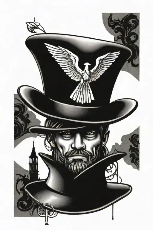 Bold Black 34 With A Church Hat Hanging From The Top Of The Four