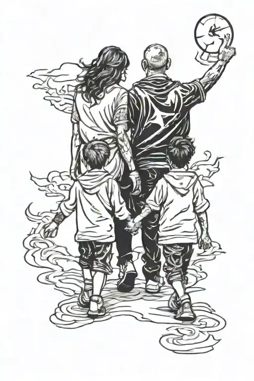 Parents And Son Back To Back Walking Hand In Hand Time