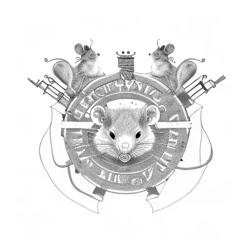 Rat King In Military Uniform Leading An Army Of Rats