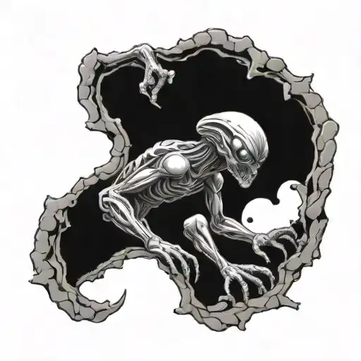 Alien Crawling Out Of A Hole Forearm