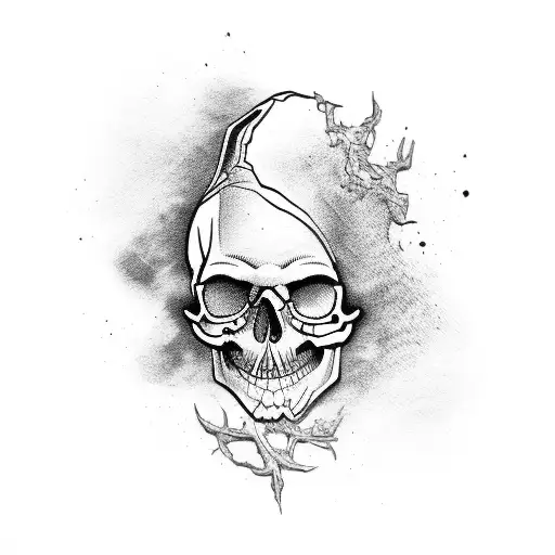 Human Skull And Raven Skull With More Matching Elements