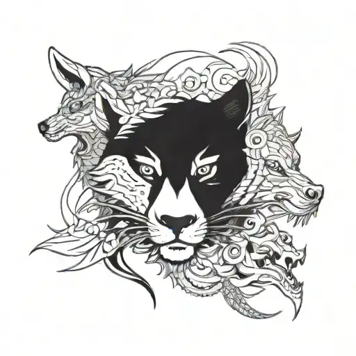 Chimera Panda Wolf And Crocodile Head