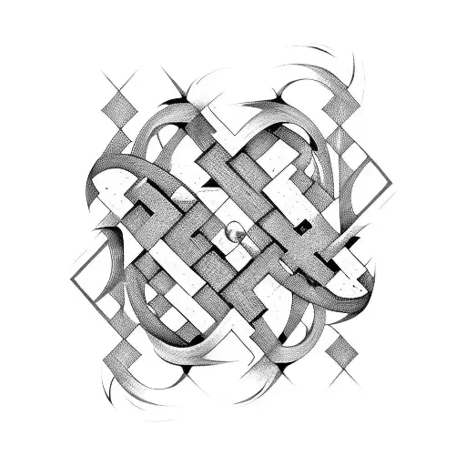 An Abstract Design Of Chess Pieces Intertwined With Musical Instruments