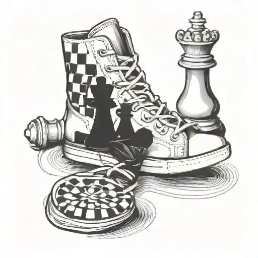 Chess Pieces Intertwined With Running Shoes