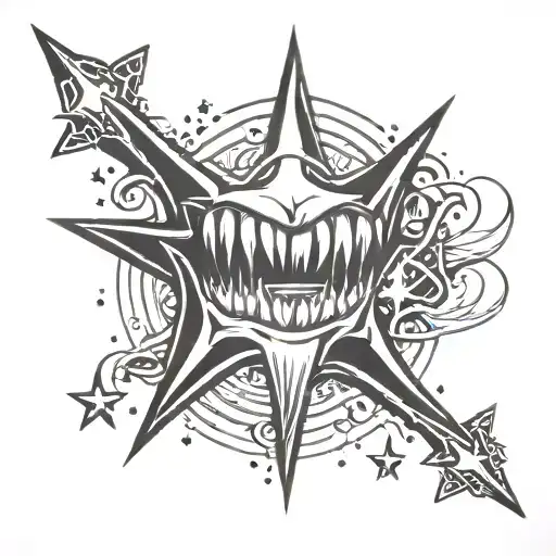 Vampire Teeth With Shooting Star In The Middle