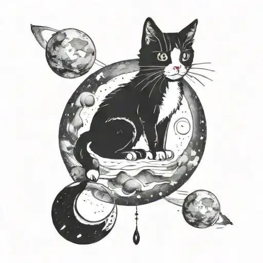 Cat On Moon Playing With Cristalle