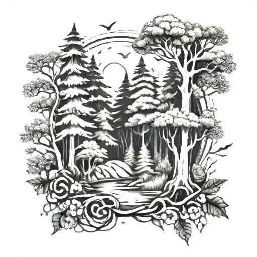 Forest Around The Arm To The Elbow