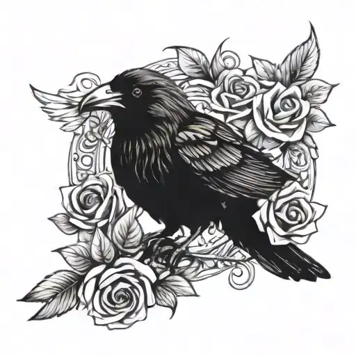 Raven And Roses Intertwined