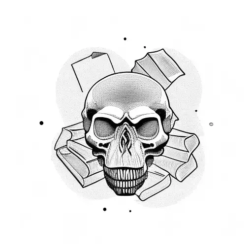 T Rex Skull Over Books Of Memento Mori And Memento Vivere