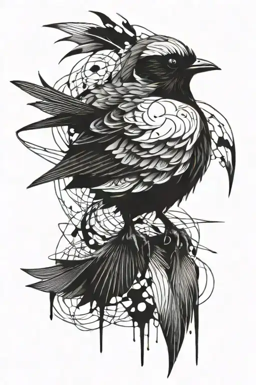 Bird Abstraction Creepy Lines