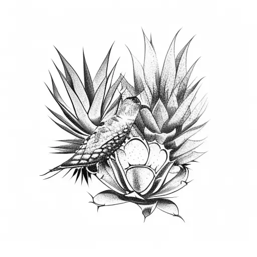 Agave With Two Hummingbirds