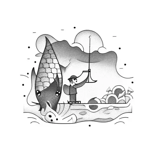 Man Fishing With His Son