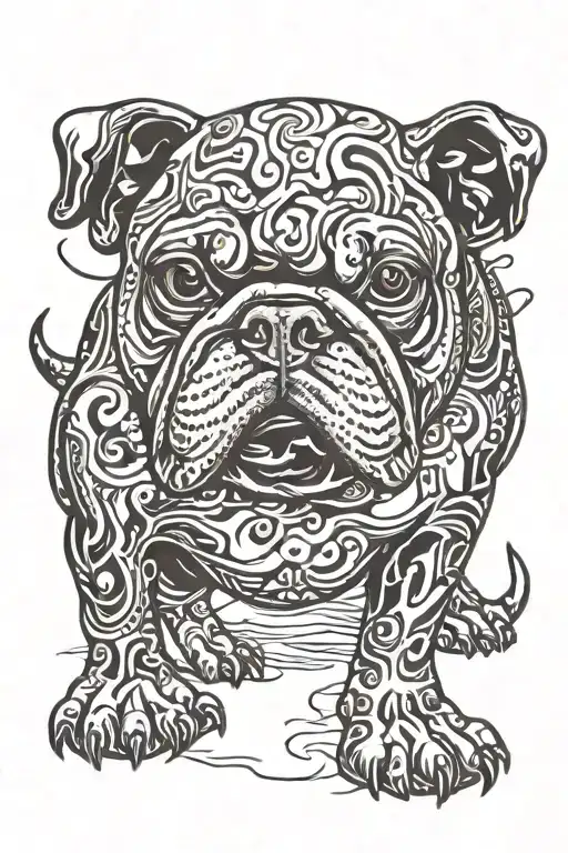 Bull Dog Leg Tattoo Design