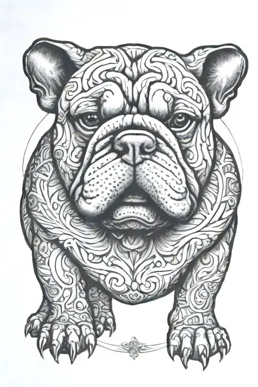 Bull Dog Leg Tattoo Design
