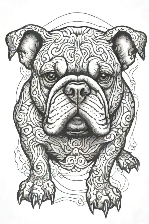 Bull Dog Leg Tattoo Design