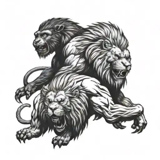 A Lion And Gorilla Locked In A Fierce Battle For Dominance