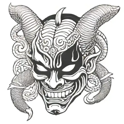 Hannya Mask With Snake