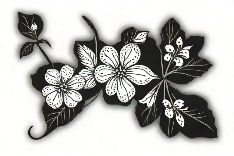 Lilly And Palm Leaf Clover Intertwined