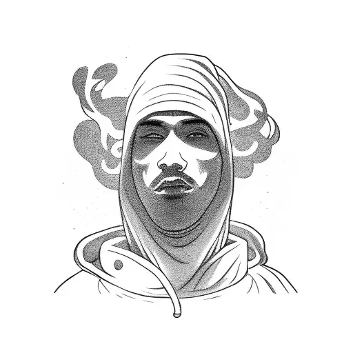 A Man Standing In A Hood And Smoke Rising Behind Him