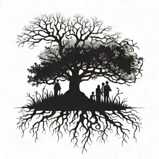 A Family Tree With Intricate Roots And Branches Connecting Each Family Member