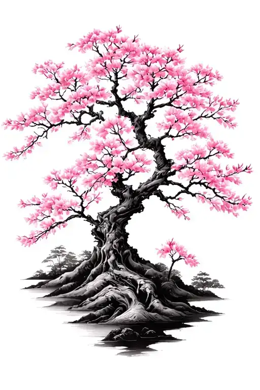 Cherry Blossom Tree But Make It Edgy Tattoo Design Combining