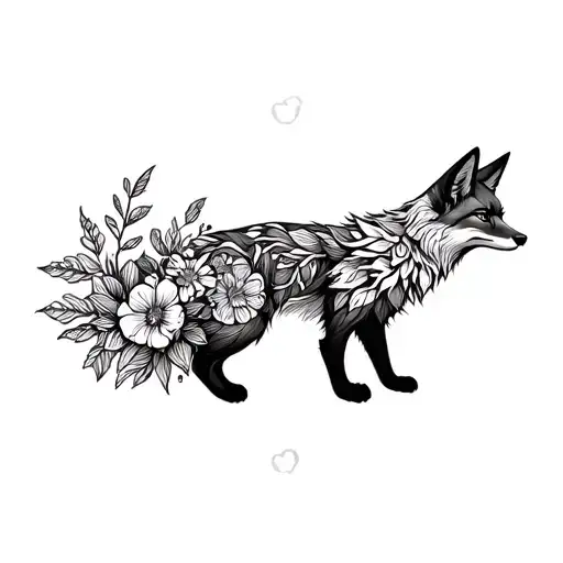 Fox Surrounded Flower Blooming