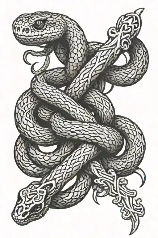 Snake And Cross Wrapped