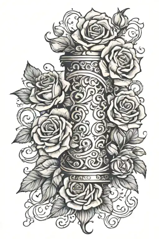 Damaged Scroll Surrounded By Roses