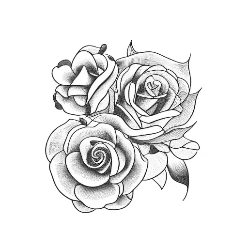 A Blackwork Tattoo Of A Vintage Car Surrounded By Roses And Orchids