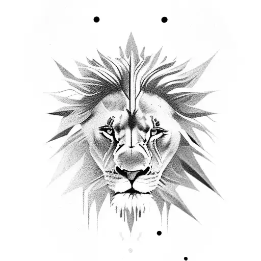 A Lion With A Horror-themed Edm Music Festival Scene As Its Mane