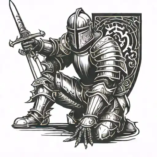 Knight Kneeling With A Sword