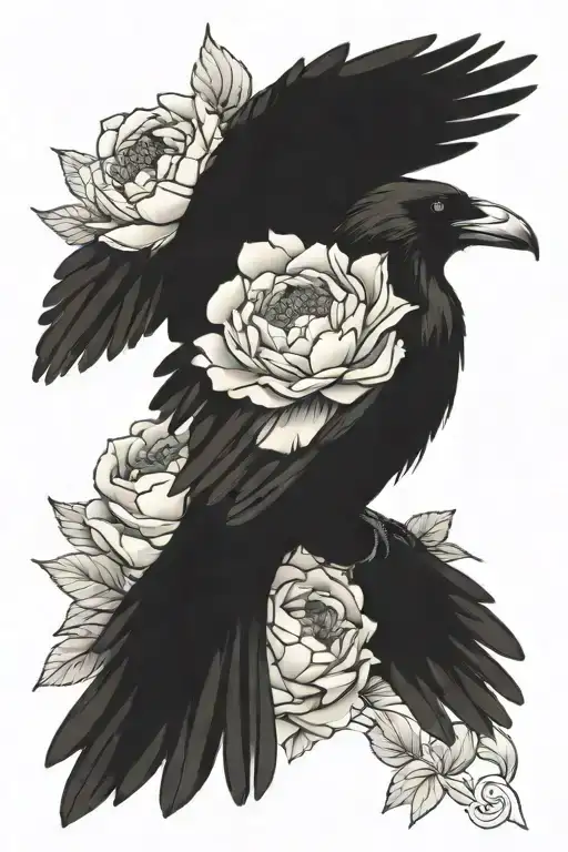 Momento Mori Crow Raven Peony