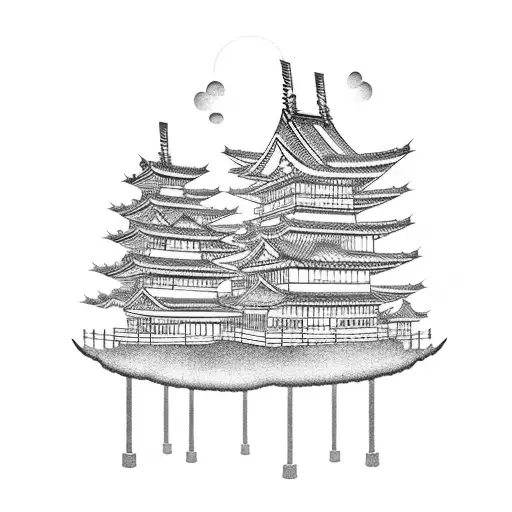 Floating Cloud Castle In A Traditional Japanese Landscape