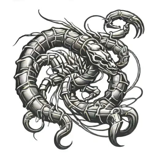 Scorpion With Barbed Wire Tail Surrounded