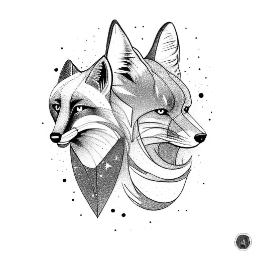 Mix Of A Galaxy And Fox Half Made Of Stars And Half Black