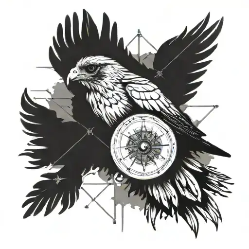 Falcon With A Compass Beneath It