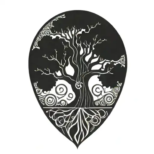 Tree Of Life With Day And Night Motifs