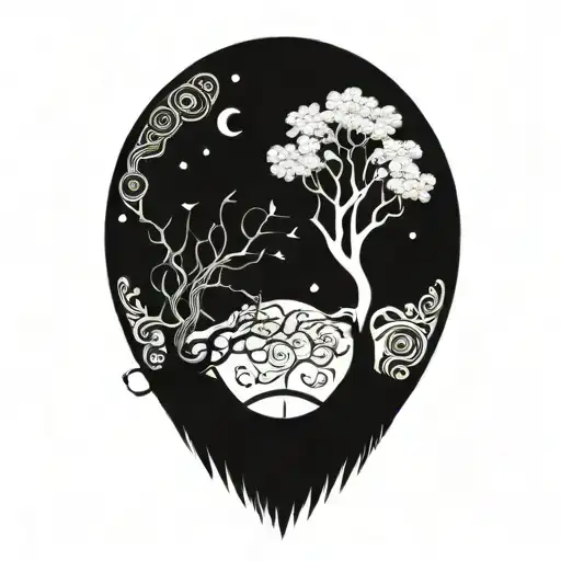 Tree Of Life With Day And Night Motifs