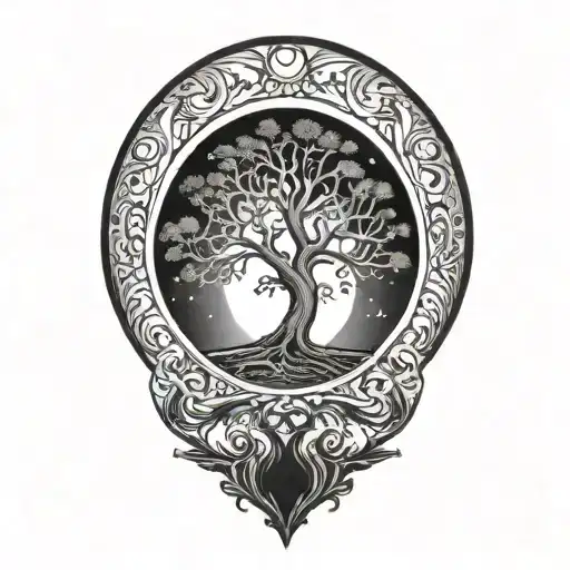 Tree Of Life With Day And Night Motifs