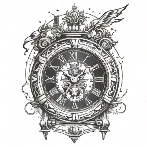 Roman Clock With Lightning Bolts