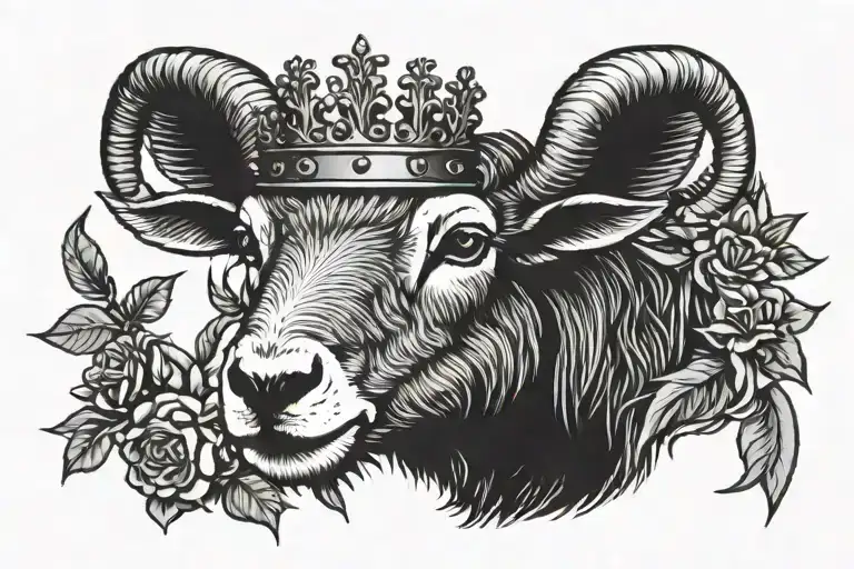 Lamb Without Horns Wearing Crown Of Thorns Facing Forward