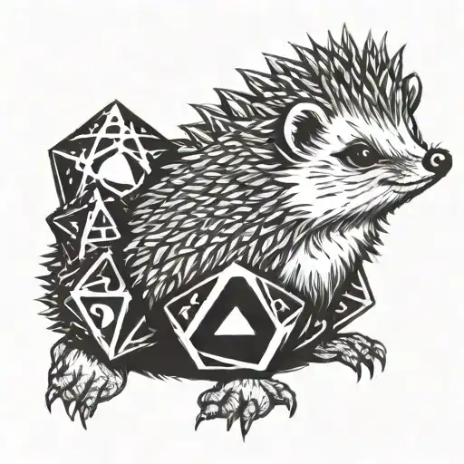 Cute Hedgehog Holding A D20 Dice