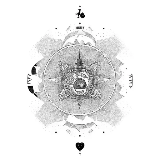 Travel Inspired Half Sleeve With Multiple Passport Stamps And Iconic Landmarks