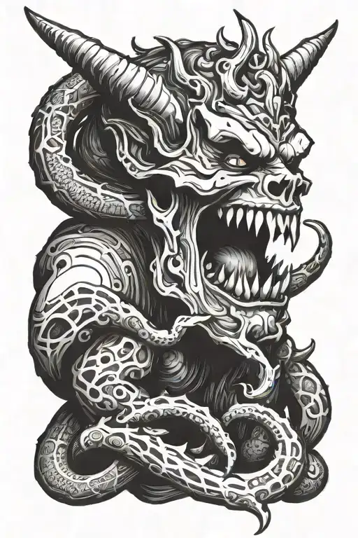 Demon Stepping On A Person Looking Into The Neck