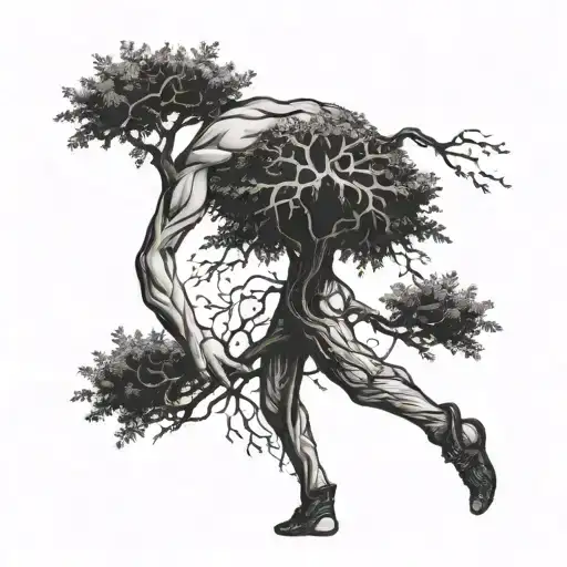 A Person Carrying A Heavy Tree That Grows Out Of His Back