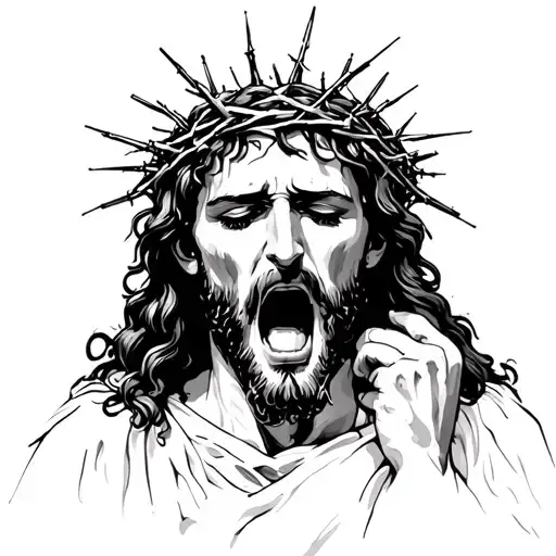 Jesus Screaming With A Crown Of Thorns