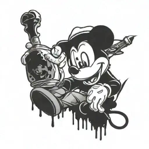Mickey Mouse Brother Grabbing A Paint Spray
