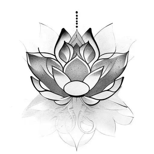 Two Parts Of Lotus With A Kio Fish In Between