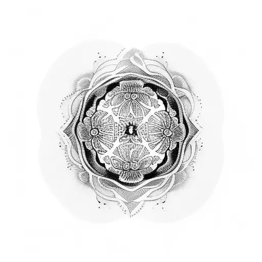 A Tattoo Of A Vinyl Record With Floral Patterns Etched Into It