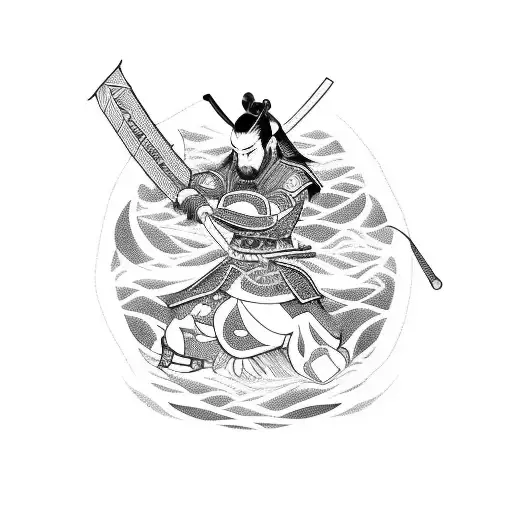 Samurai Duel With Mythical Creatures In A Forest